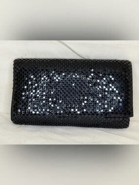 Vintage Gunne Sax Jessica McClintock Black Silver Sequin Evening Clutch